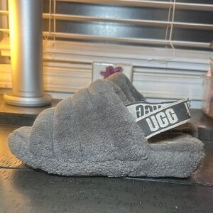 UGG Fluff Yeah Charcoal Plush Slides